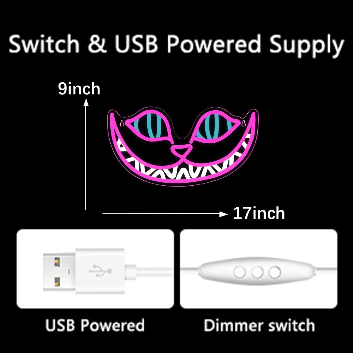 Cat LED Neon Sign, Dimmable USB Acrylic Wall Light for Bedroom