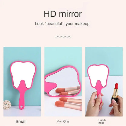 Tooth Shaped Handheld Mirror, Cute Novelty Makeup Mirror