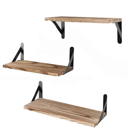 Wooden Floating Wall Shelf with Metal Frame