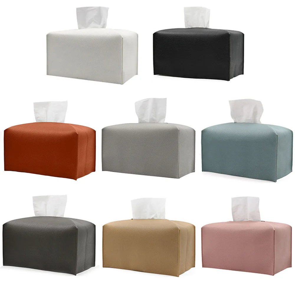 Tissue Box Cover, PU Leather Rectangular Tissue Holder