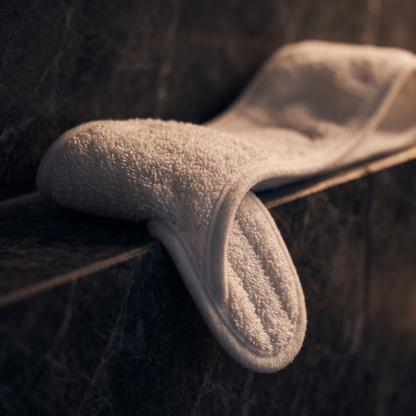 Close-up of the plush spa headband fabric