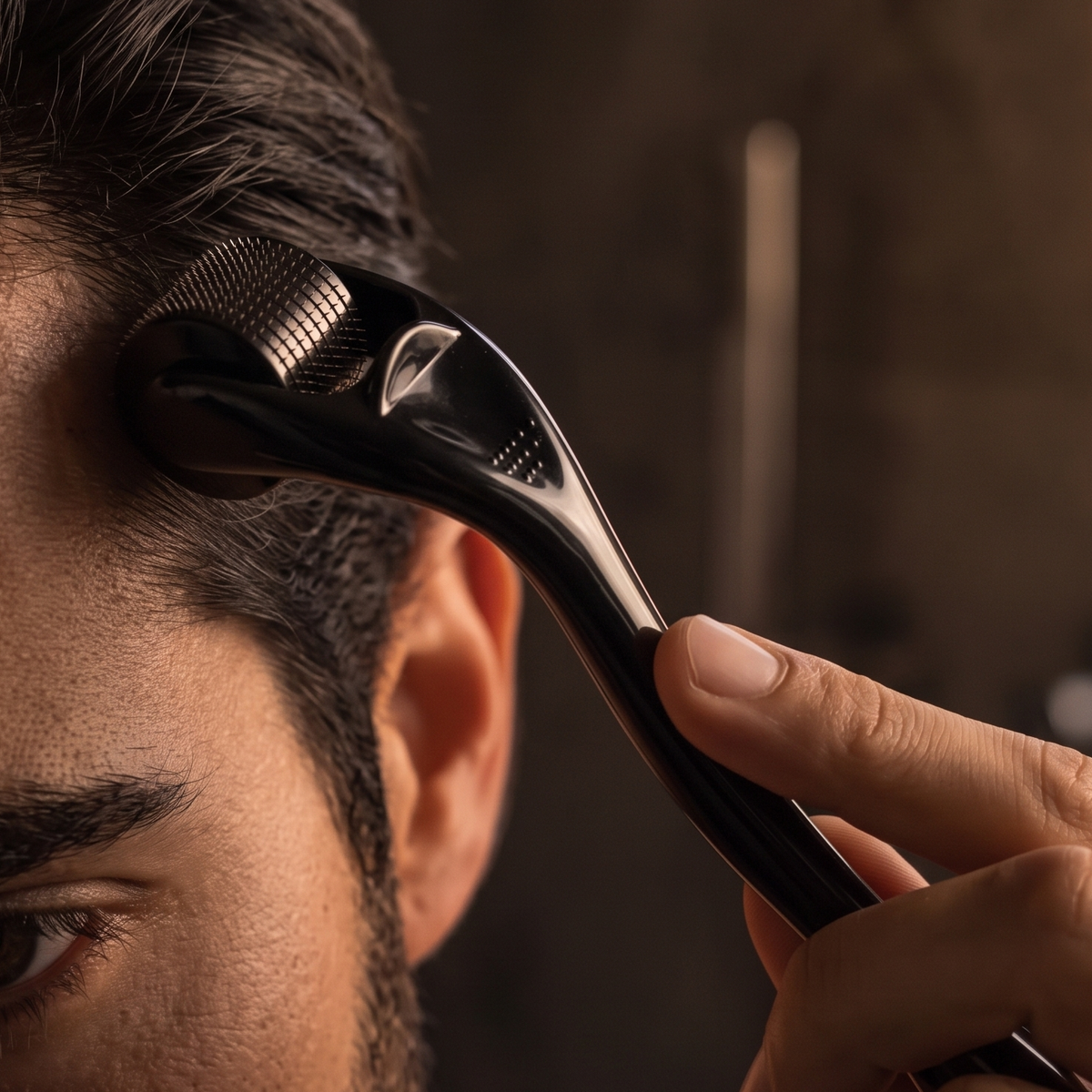 Close-up of the 540 derma roller in use