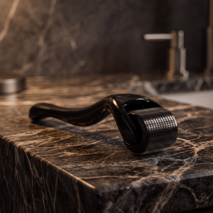 540-needle titanium derma roller on dark marble