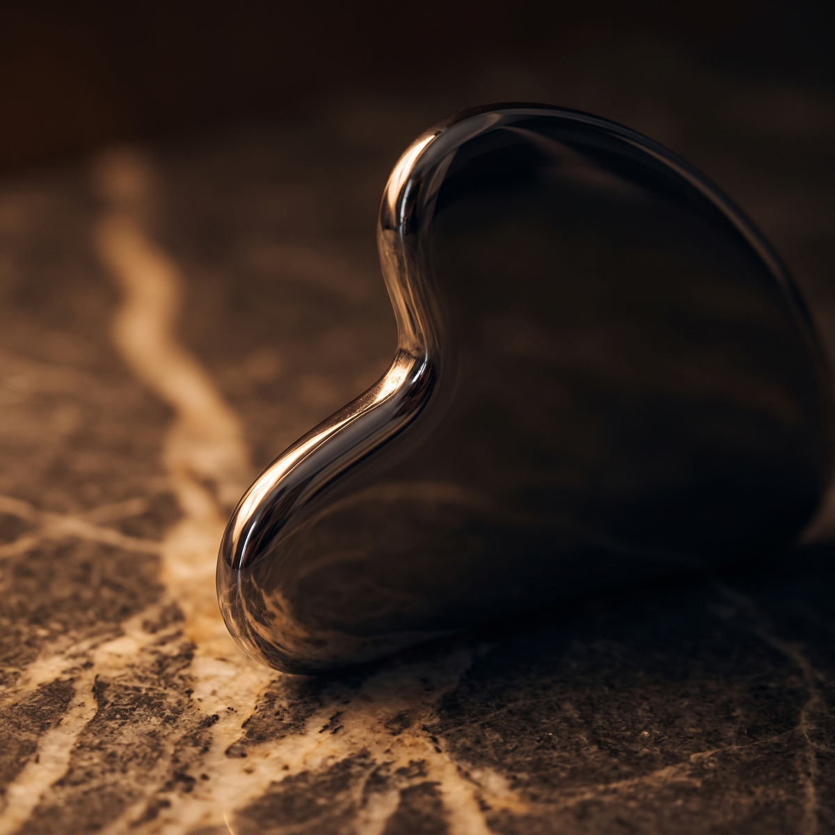 Close-up of the steel gua sha edges