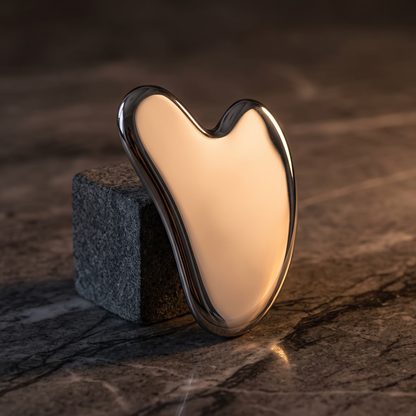 Steel gua sha with its pouch