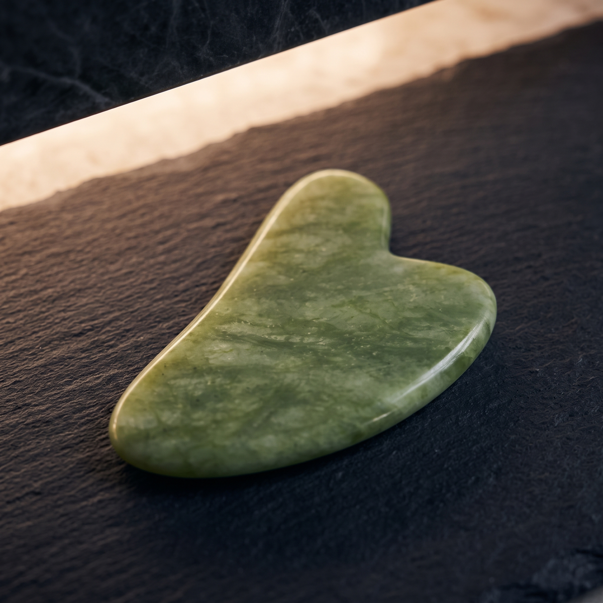 Green stone gua sha close-up