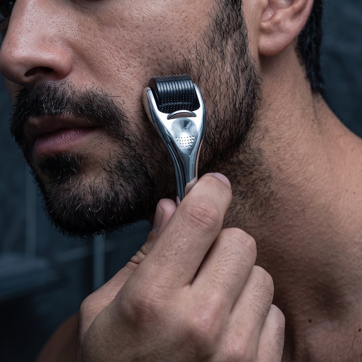 Close-up of the 540 derma roller in use