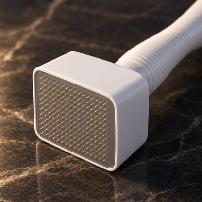 Close-up of the derma stamp's square needle head